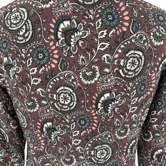 Garnet Hill Dress Size 6 Floral Paisley Peasant Plum 3/4 Sleeve Pockets Bohemian - Picture 12 of 13